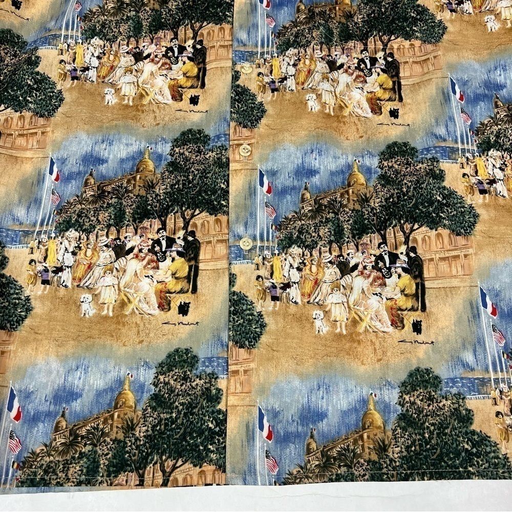 Reyn Spooner Guy Buffet Egyptian Cotton French Riviera Scene Short Sleeve Shirt - Picture 5 of 9
